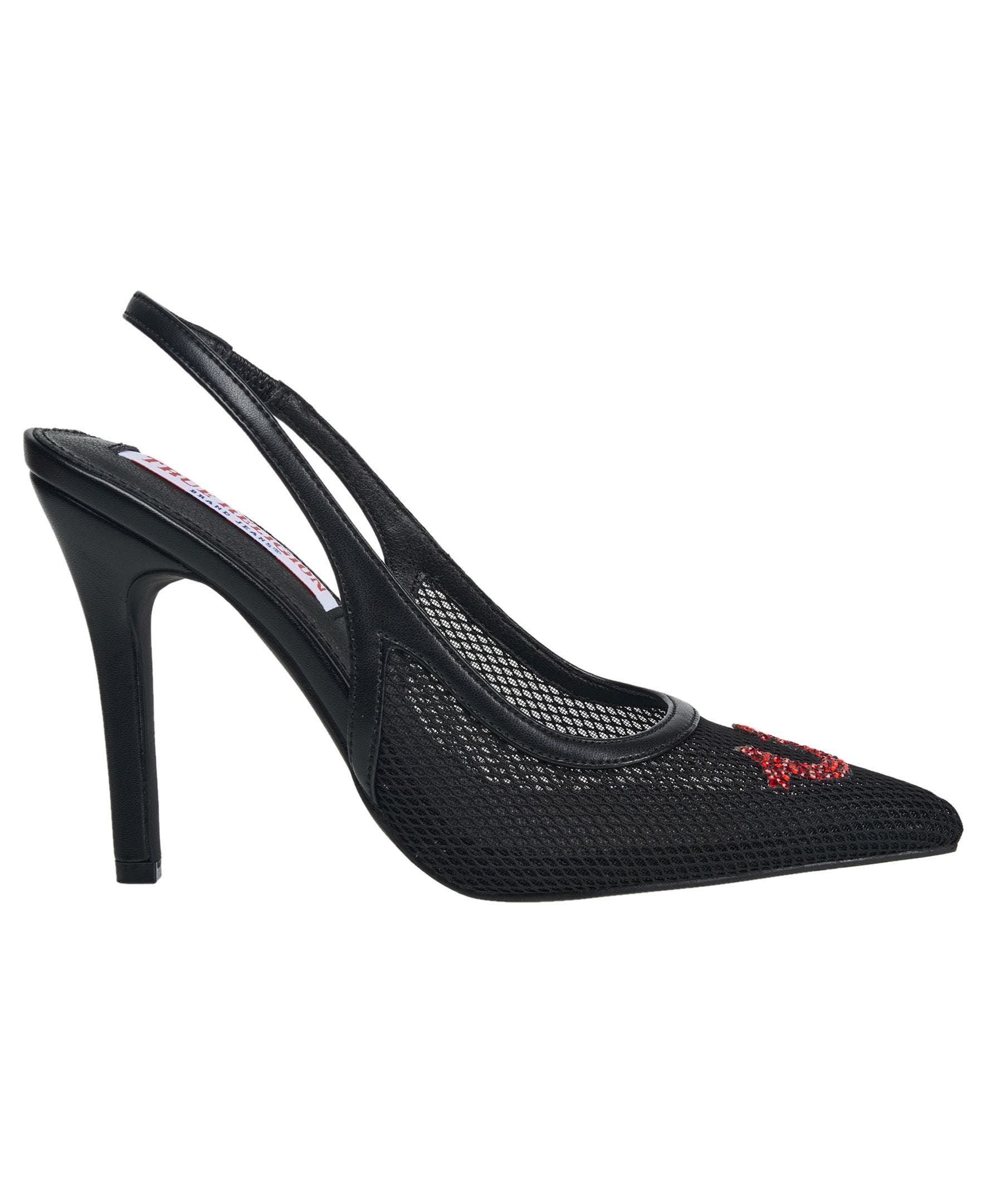 Ella Mesh Horseshoe Logo Heel, Alternate, color, Black