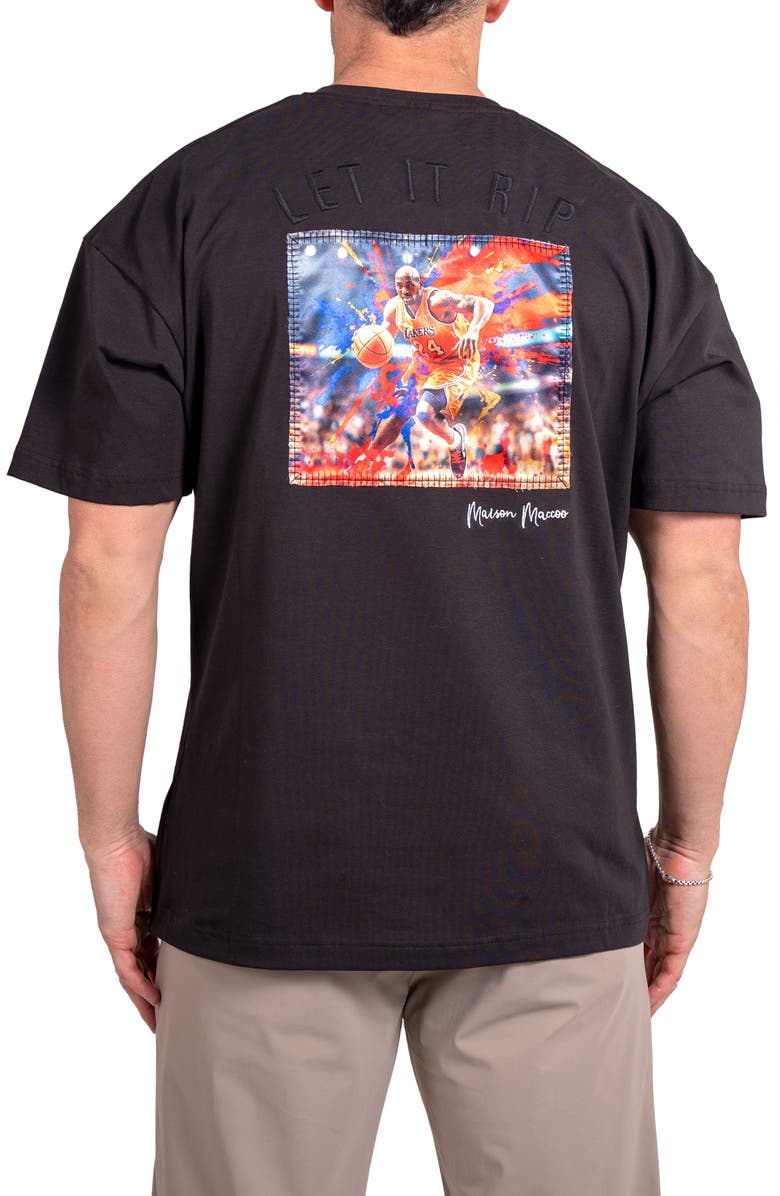 Maceoo Ascension R.I.P. Appliqué Cotton Graphic T-Shirt, Alternate, color, Black