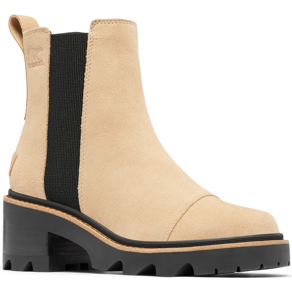 Sorel Joan Now Waterproof Chelsea Boot In Canoe/black
