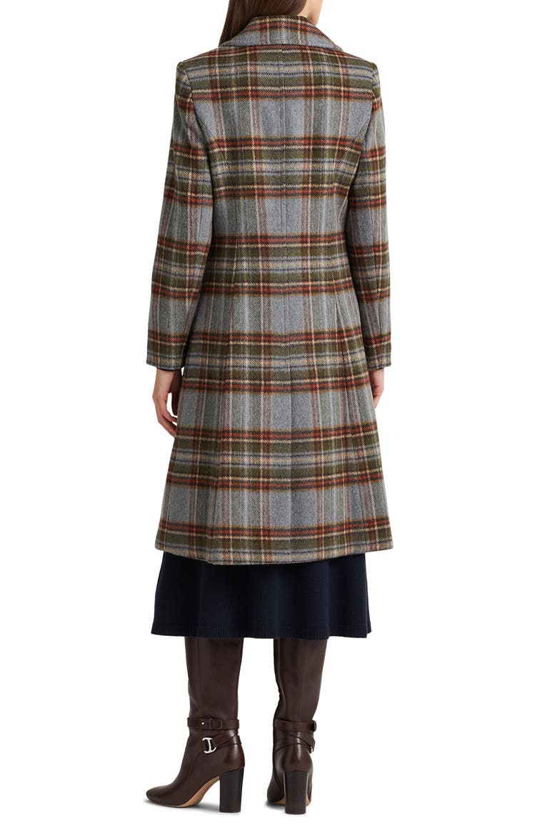Double Breasted Plaid Coat, Alternate, color, HIGHLAND