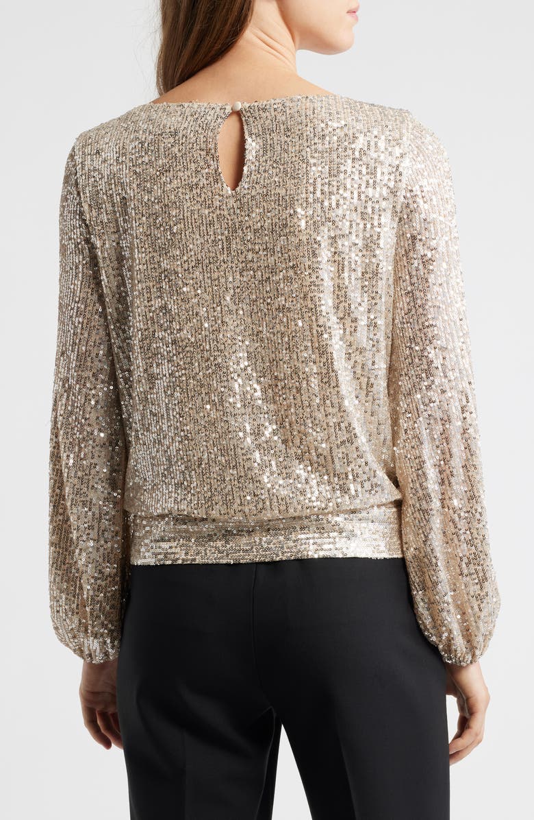 Tahari ASL Sequin Top, Alternate, color, Nude Silver