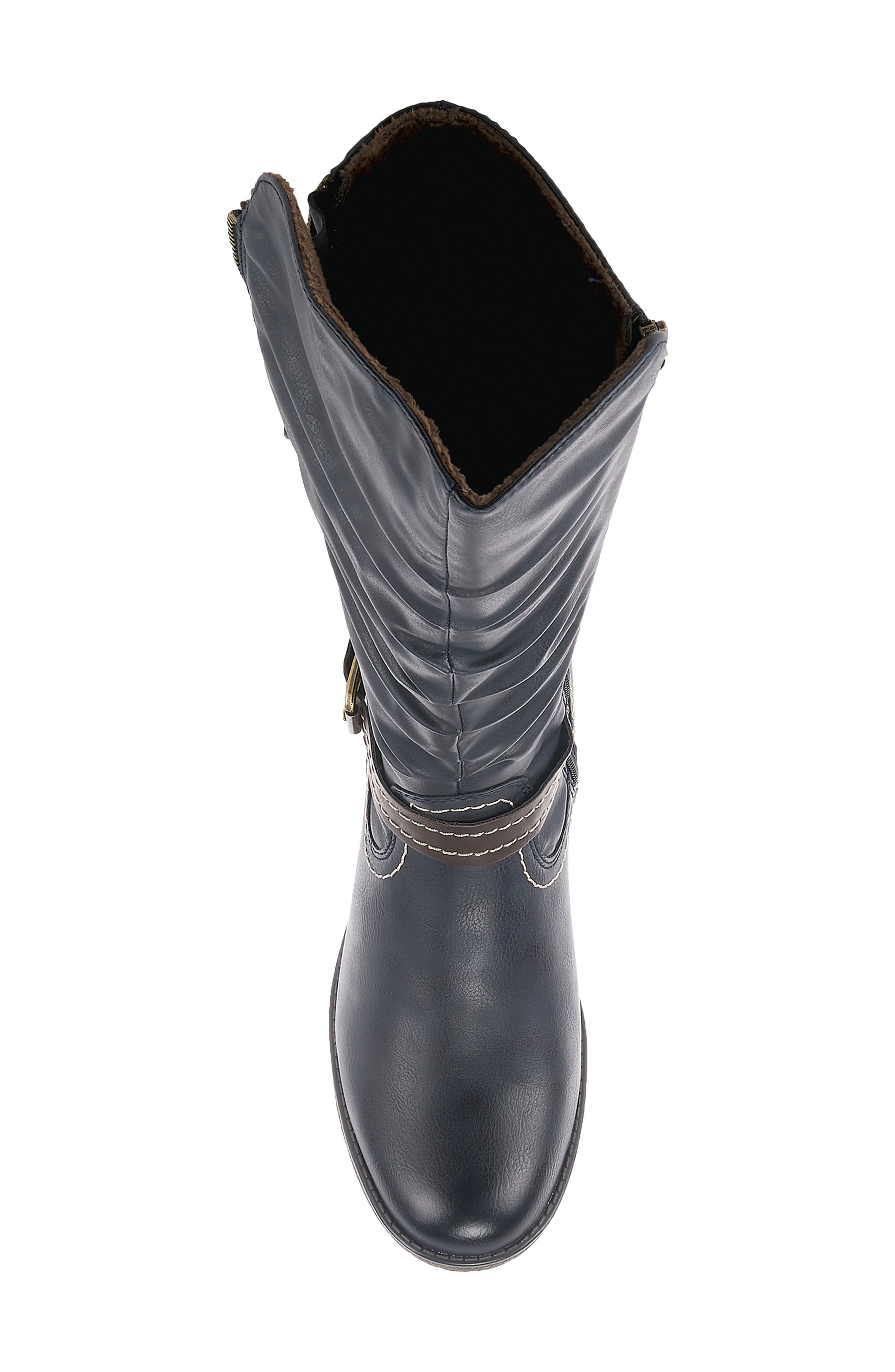 Spring Street Gemisola Water Resistant Faux Fur Lined Knee High Boot, Alternate, color, NAVY SYNTHETIC