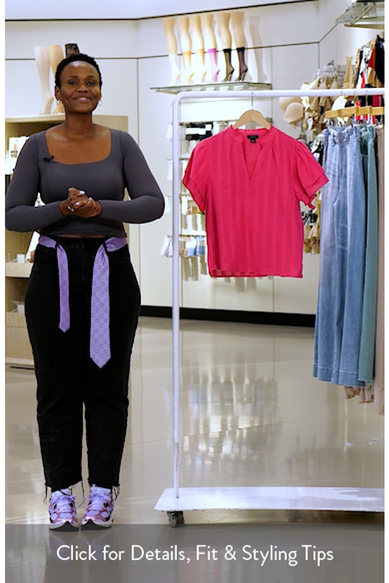 Ruffle Neck Flutter Sleeve Cotton Top video
