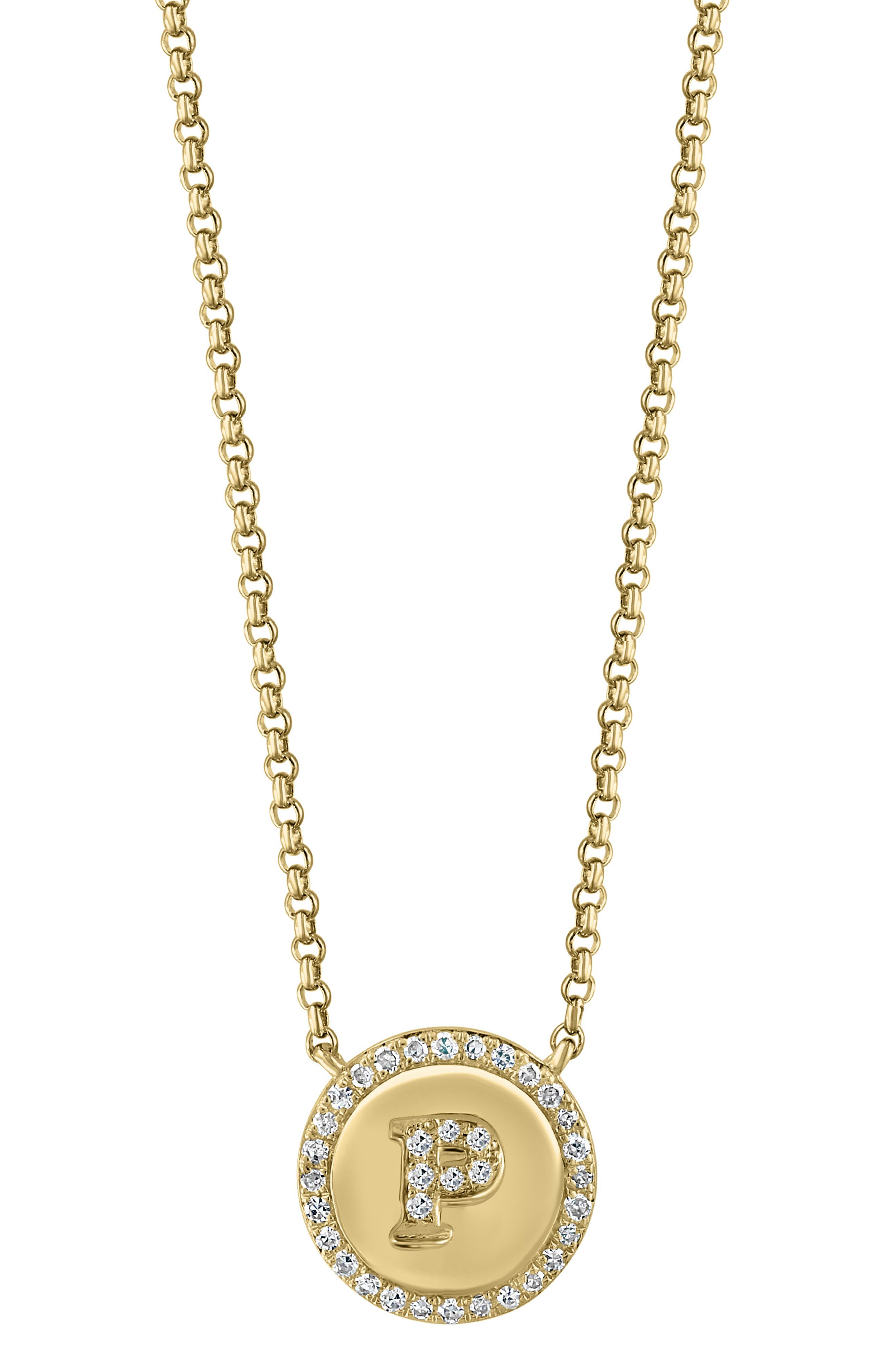 EFFY Diamond 'P' Initial Pendant Necklace