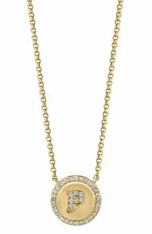 Diamond 'P' Initial Pendant Necklace