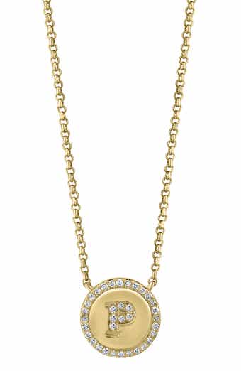 Diamond 'P' Initial Pendant Necklace