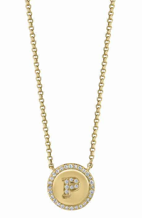 EFFY Diamond 'P' Initial Pendant Necklace