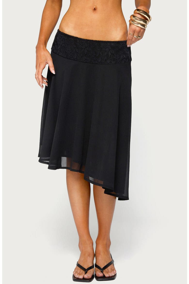 Evia Asymmetric Midi Skirt, Main, color, BLACK