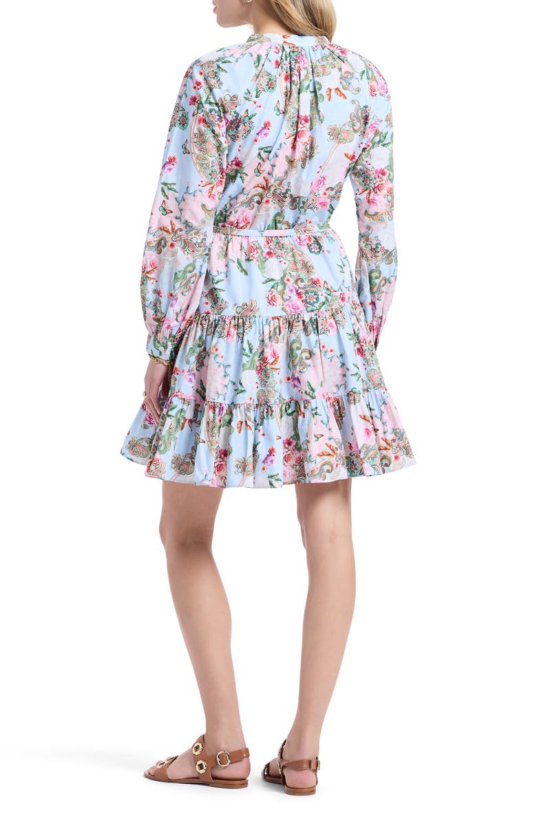Robert Graham Sydney Paisley Floral Long Sleeve Tiered Shirtdress, Alternate, color, Blue Multi