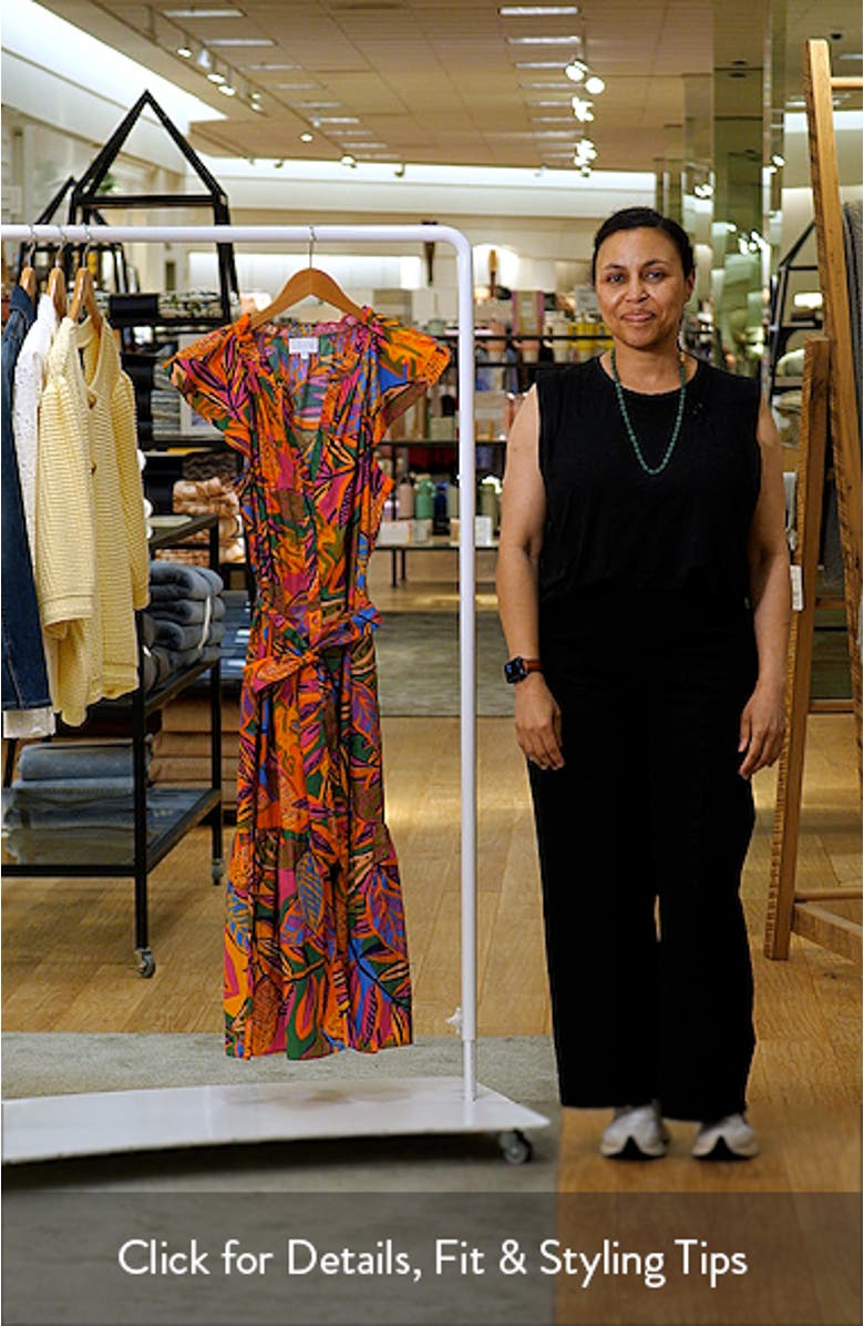 Milana Tropical Print Tiered Cotton Midi Dress, sales video thumbnail