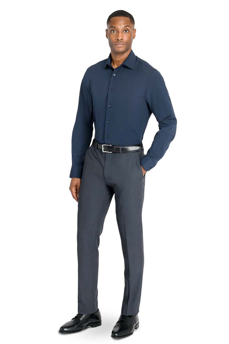 Slim Fit Solid Performance Dress Shirt, Alternate, color, NAVY