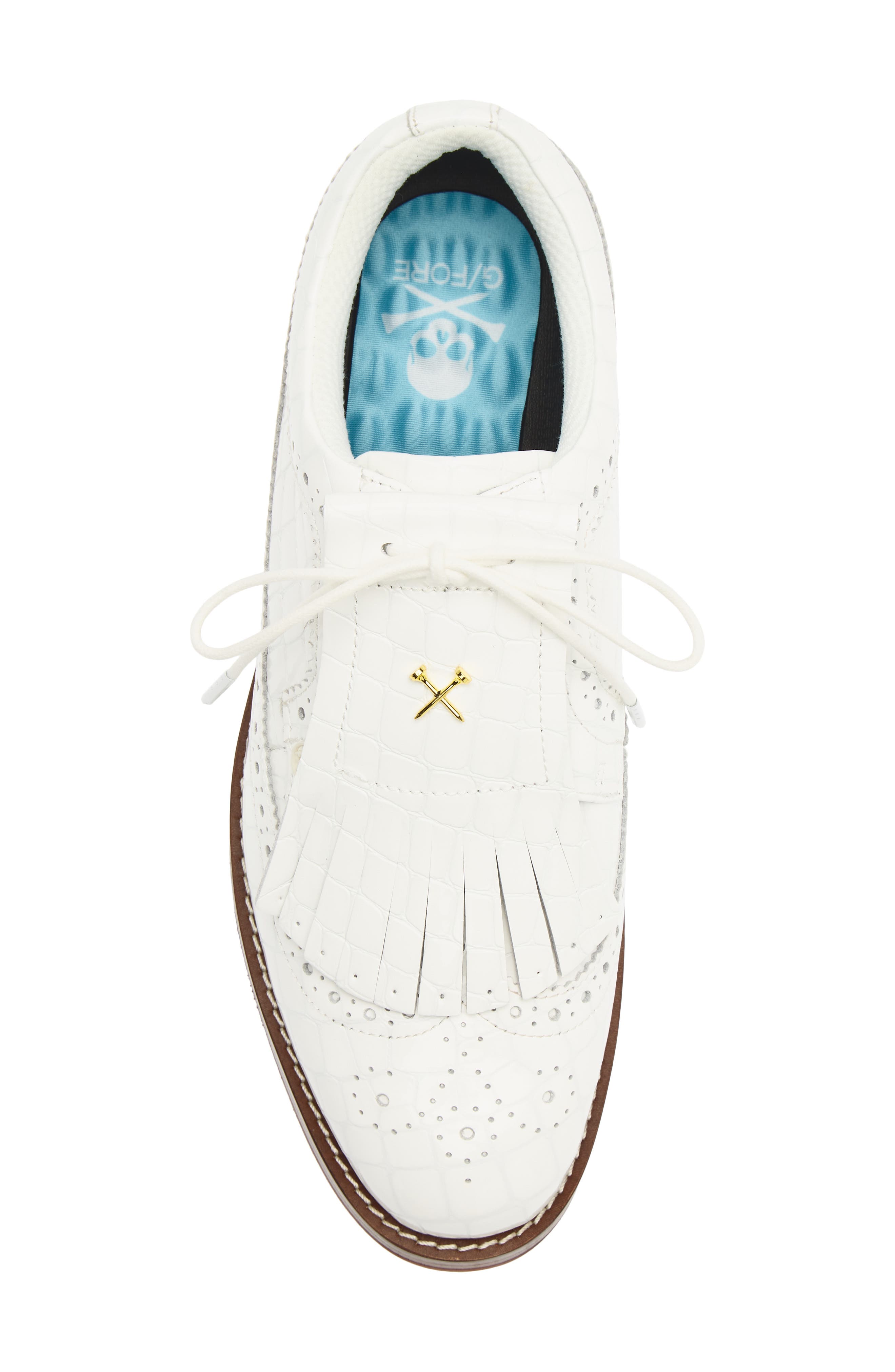 Gallivanter Croc Embossed Longwing Golf Shoe, Alternate, color, SNOW