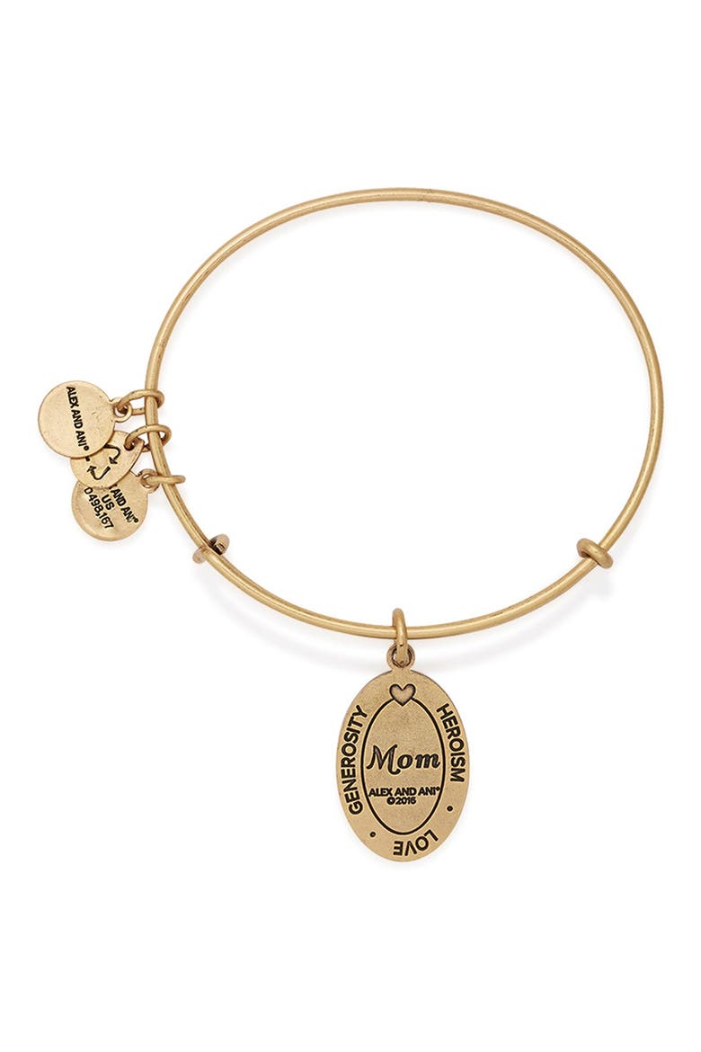 'I Love You Mom' Expandable Wire Bangle, Alternate, color, GOLD