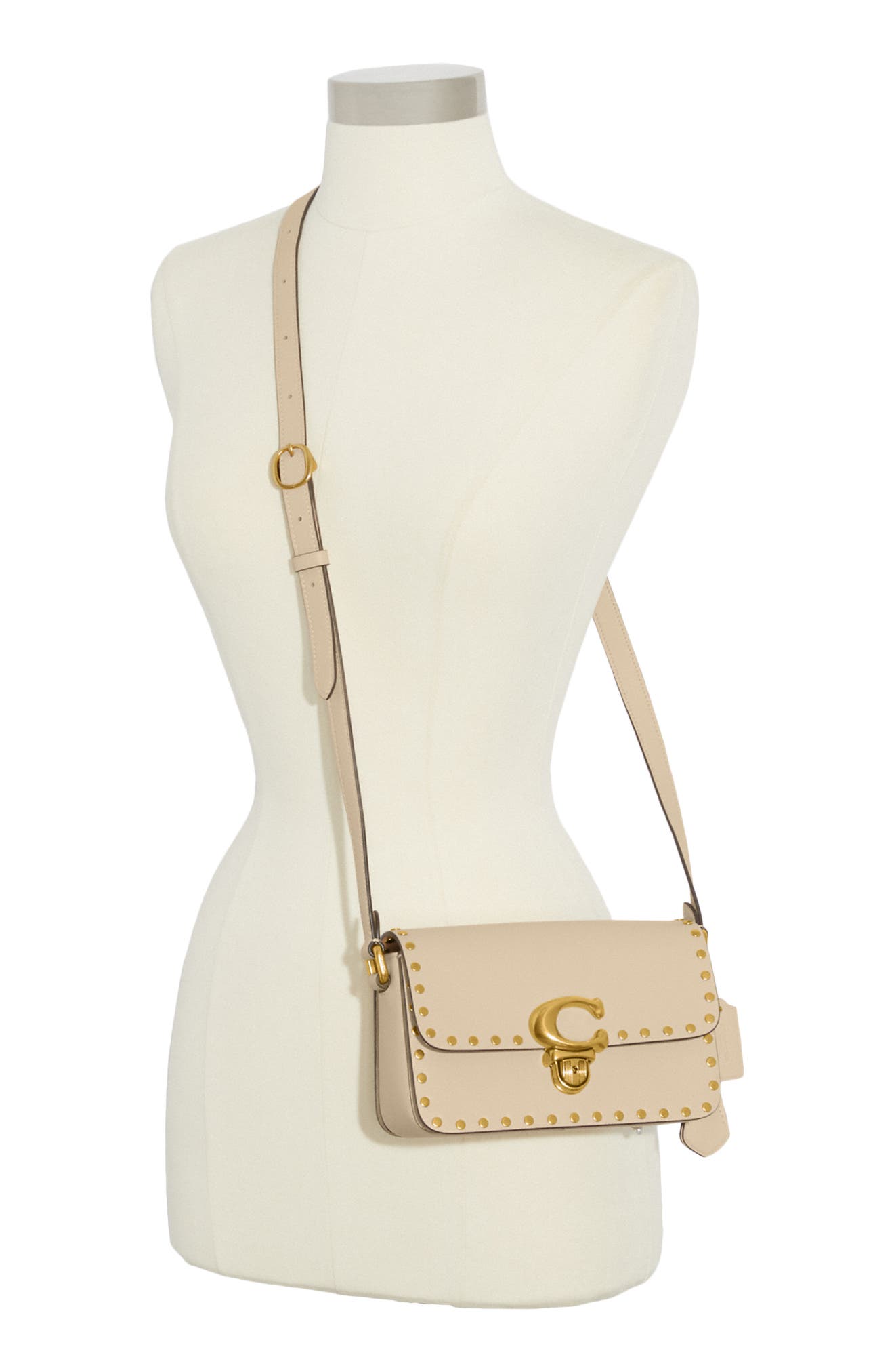 COACH Studio Rivet Glovetanned Leather Shoulder Bag, Alternate, color, 