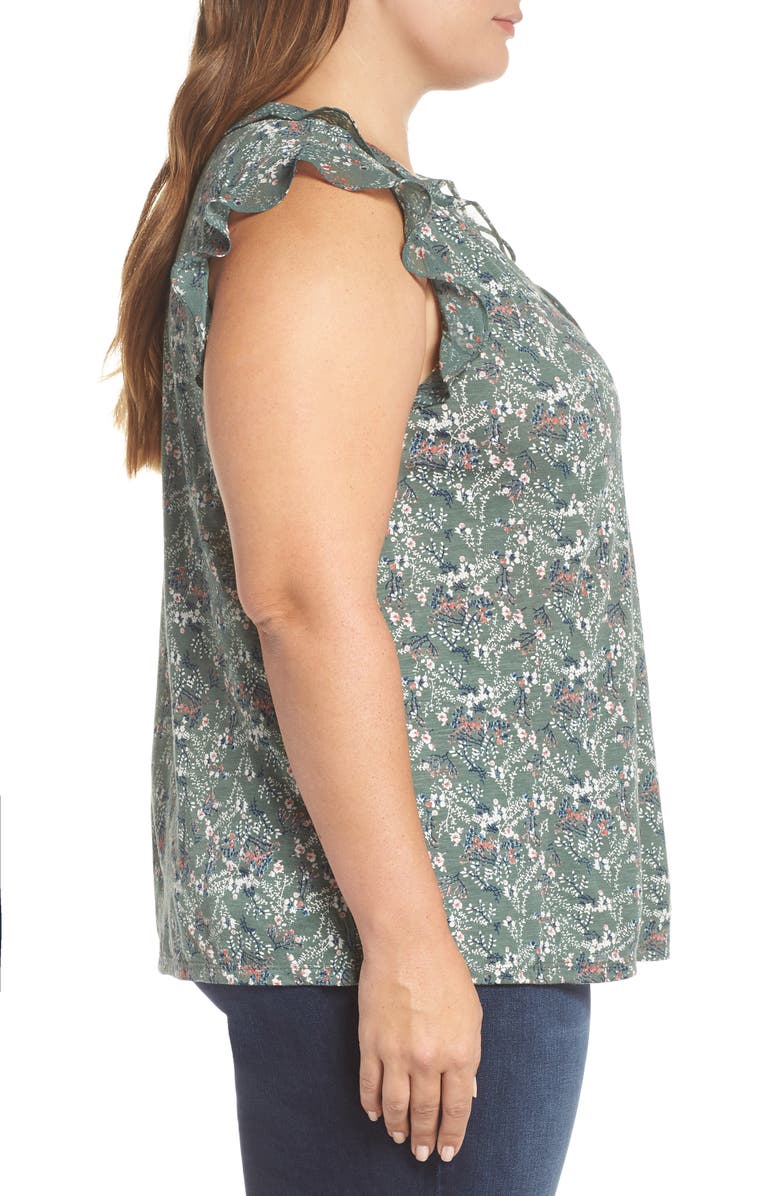 Lucky Brand Flutter Sleeve Floral Top, Alternate, color, 