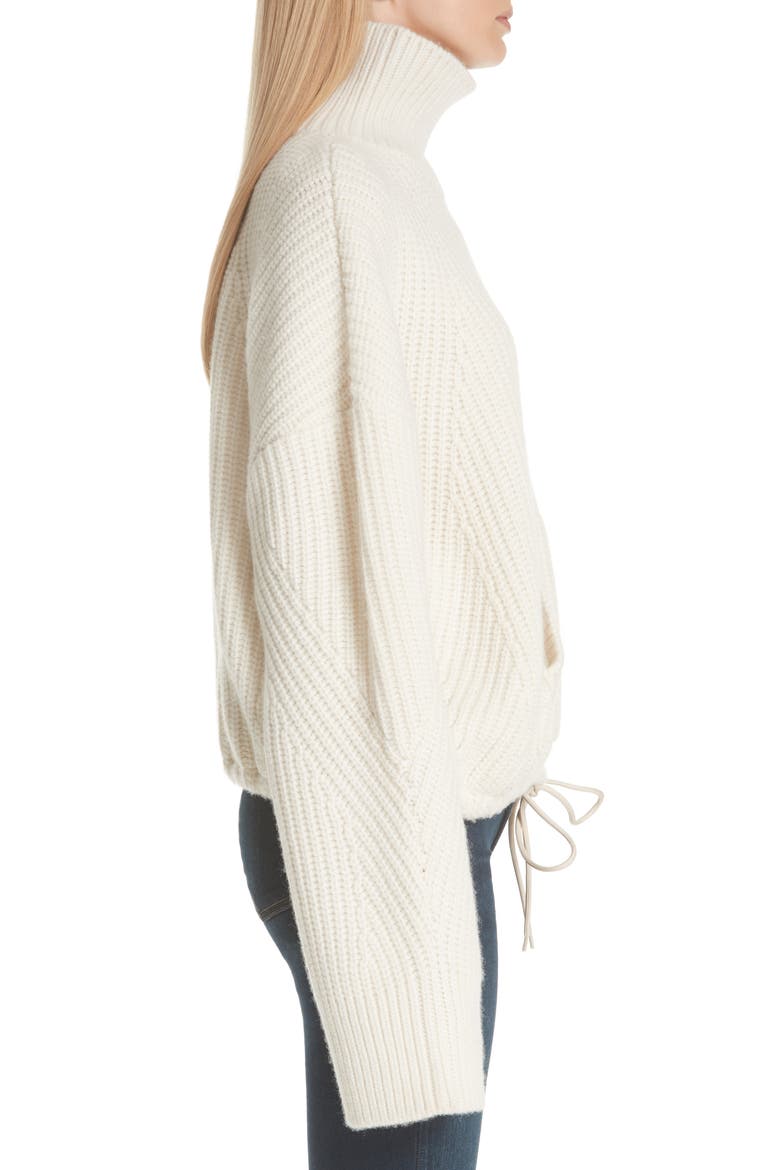 Ribbed Wool Turtleneck Sweater, Alternate, color, A OFF WHITE