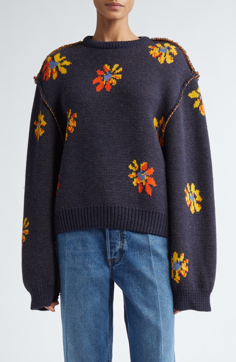 Meryll Rogge Daisy Jacquard Merino Wool Sweater, Main, color,