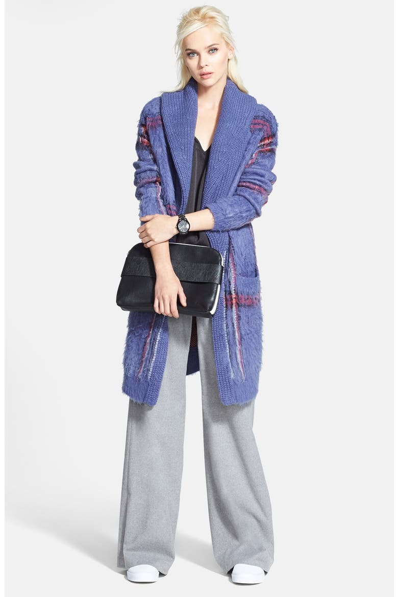 Plaid Sweater Coat, Alternate, color, NAVY CROWN PLAID