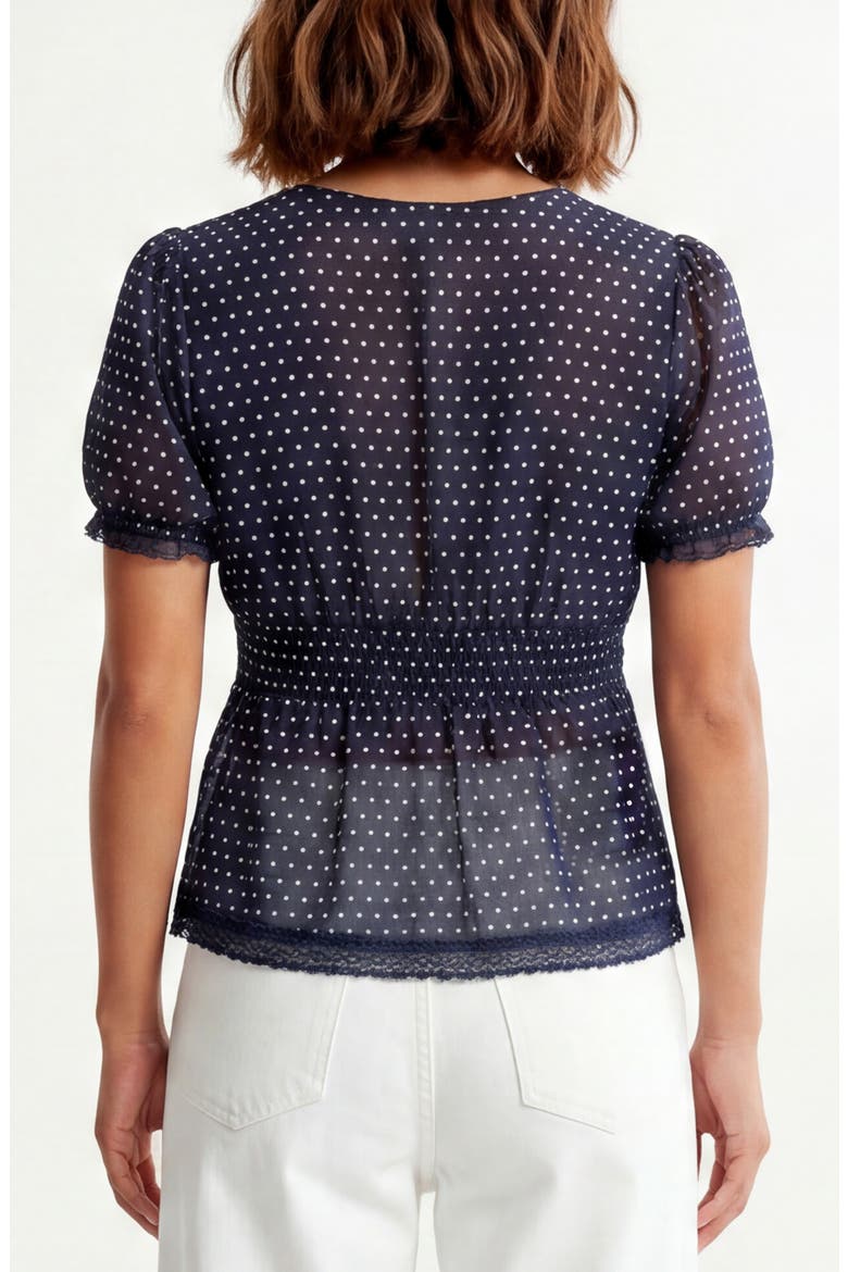 Sammy Polka Dot Short Sleeve Top, Alternate, color, PEACOAT/ CREAM DOT