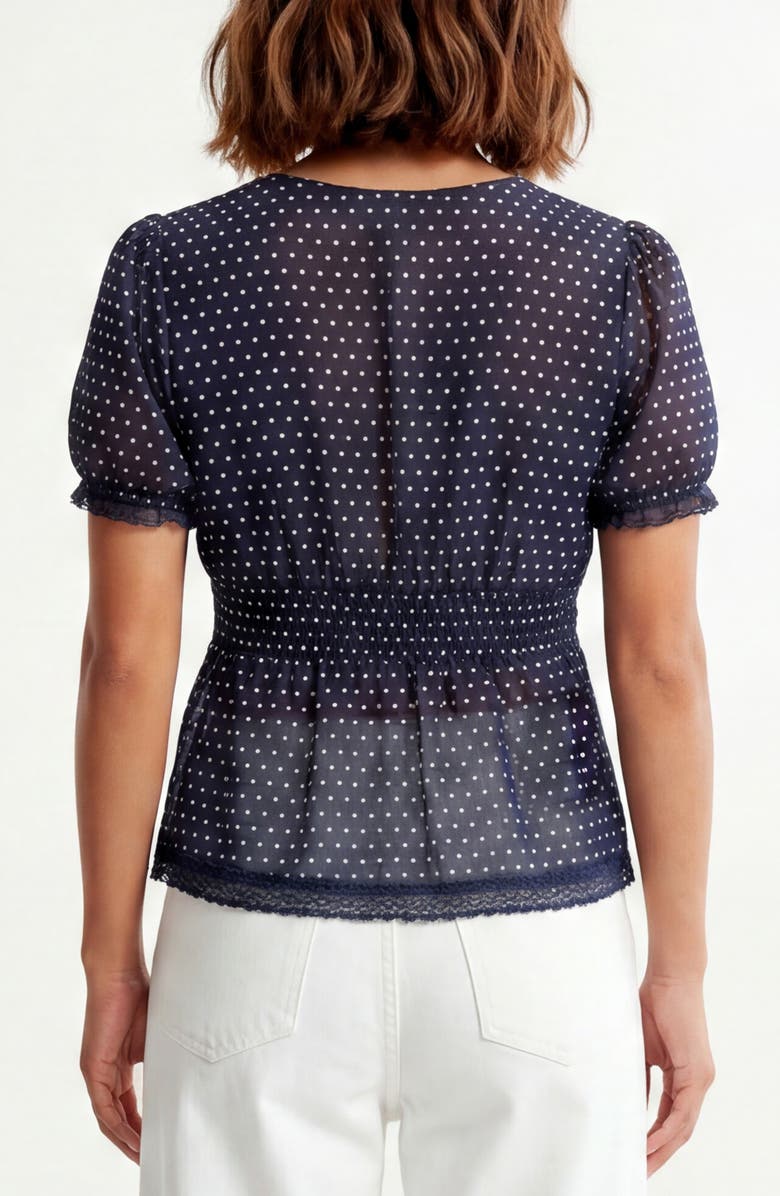 BY DESIGN Sammy Polka Dot Short Sleeve Top, Alternate, color, Peacoat/ Cream Dot