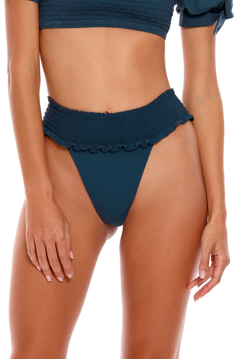 Tessa Fera High Cut Bikini Bottoms, Main, color, PETROL BLUE