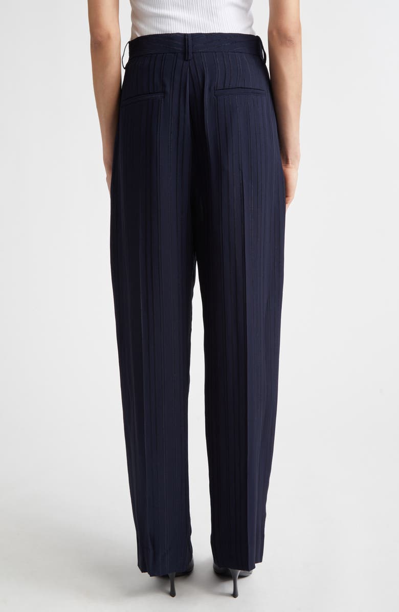 Victoria Beckham Pleated Wide Leg Trousers, Alternate, color, Navy