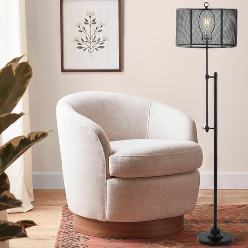 Jonathan Y Noah Modern Industrial Iron Height-adjustable Led Floor Lamp In Charcoal/black