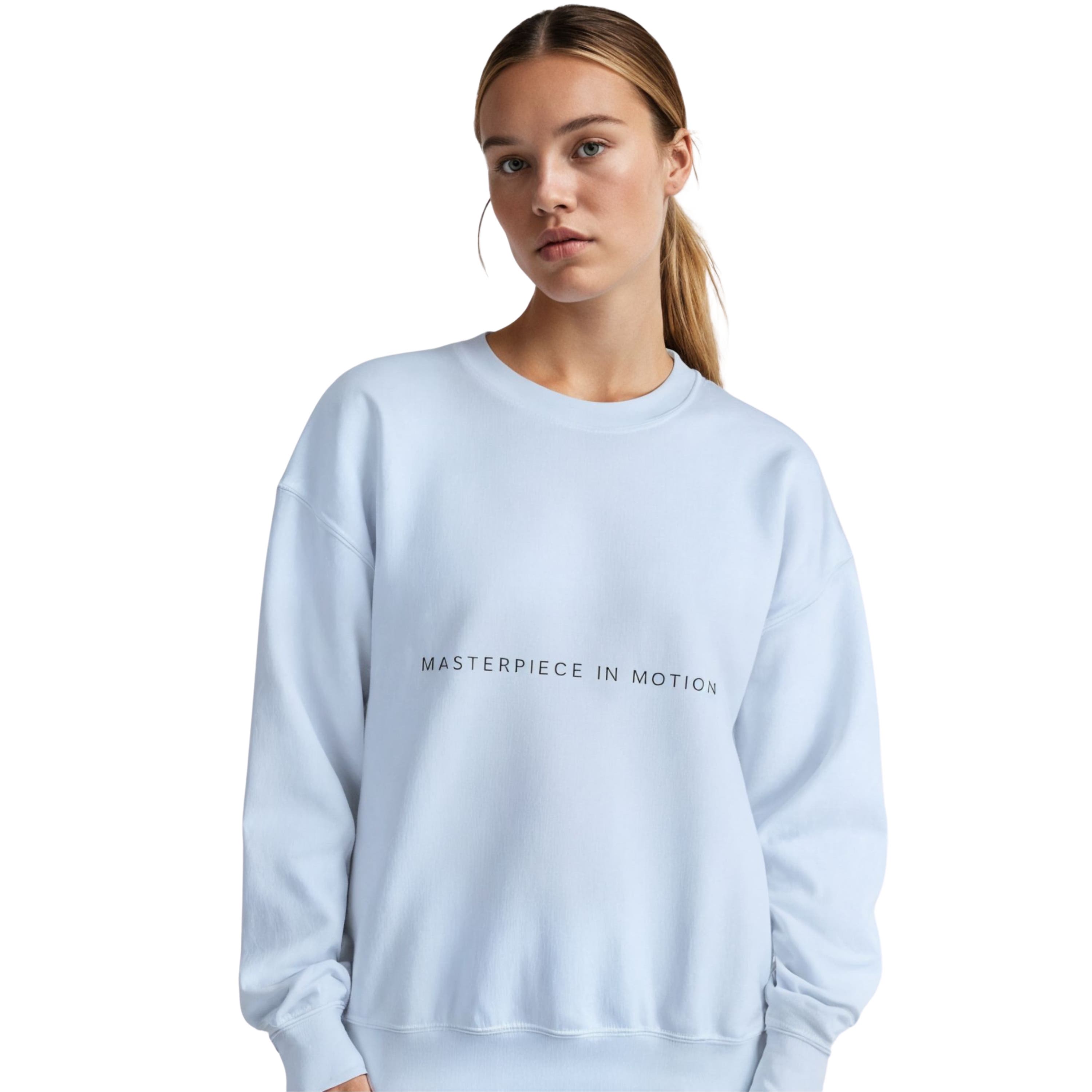 AKALIA Ria Heavy Cotton Crewneck Sweatshirt in Sky Blue 