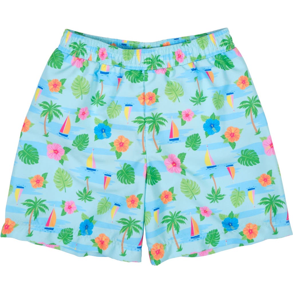 Florence Eiseman Kids' Tropical Print Swim Trunk In Green