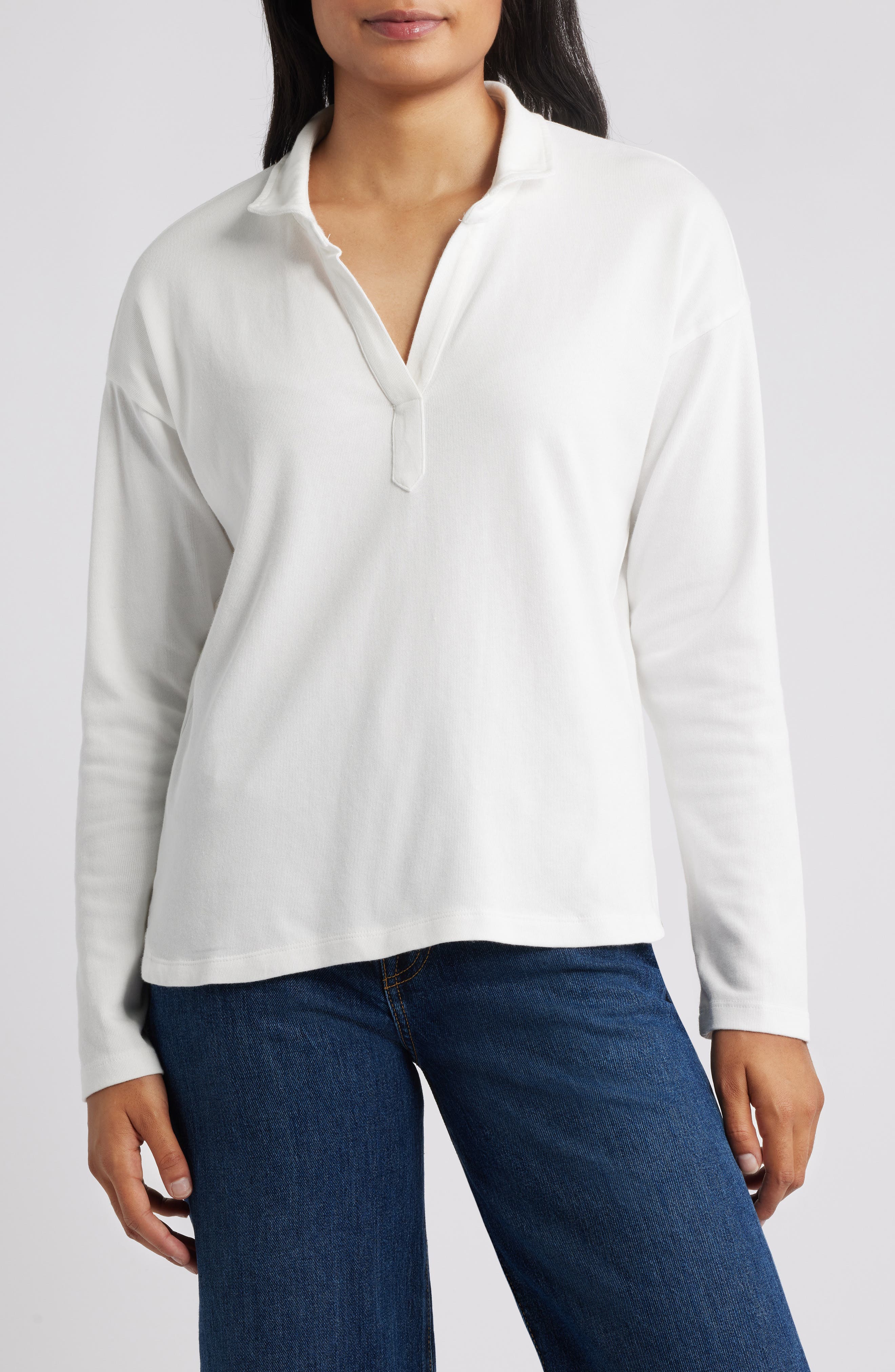 NZT by NIC+ZOE Easy Long Sleeve Cotton Polo