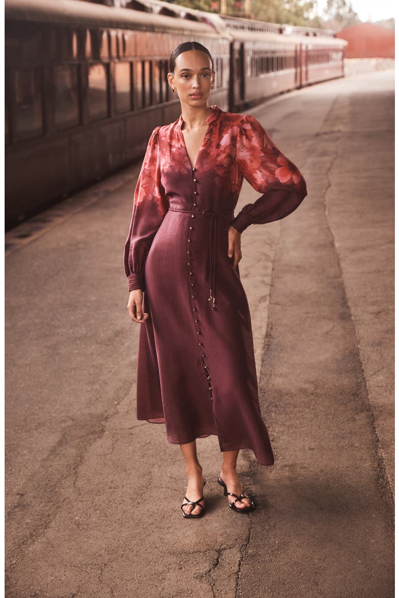 Camilla Long Sleeve Maxi Dress, Alternate, color, PLACEMENT PRINT