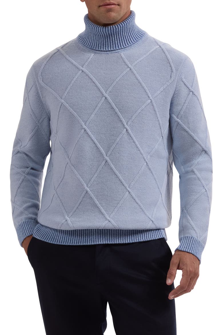 Diamond Turtleneck Sweater, Main, color, AIR BLUE