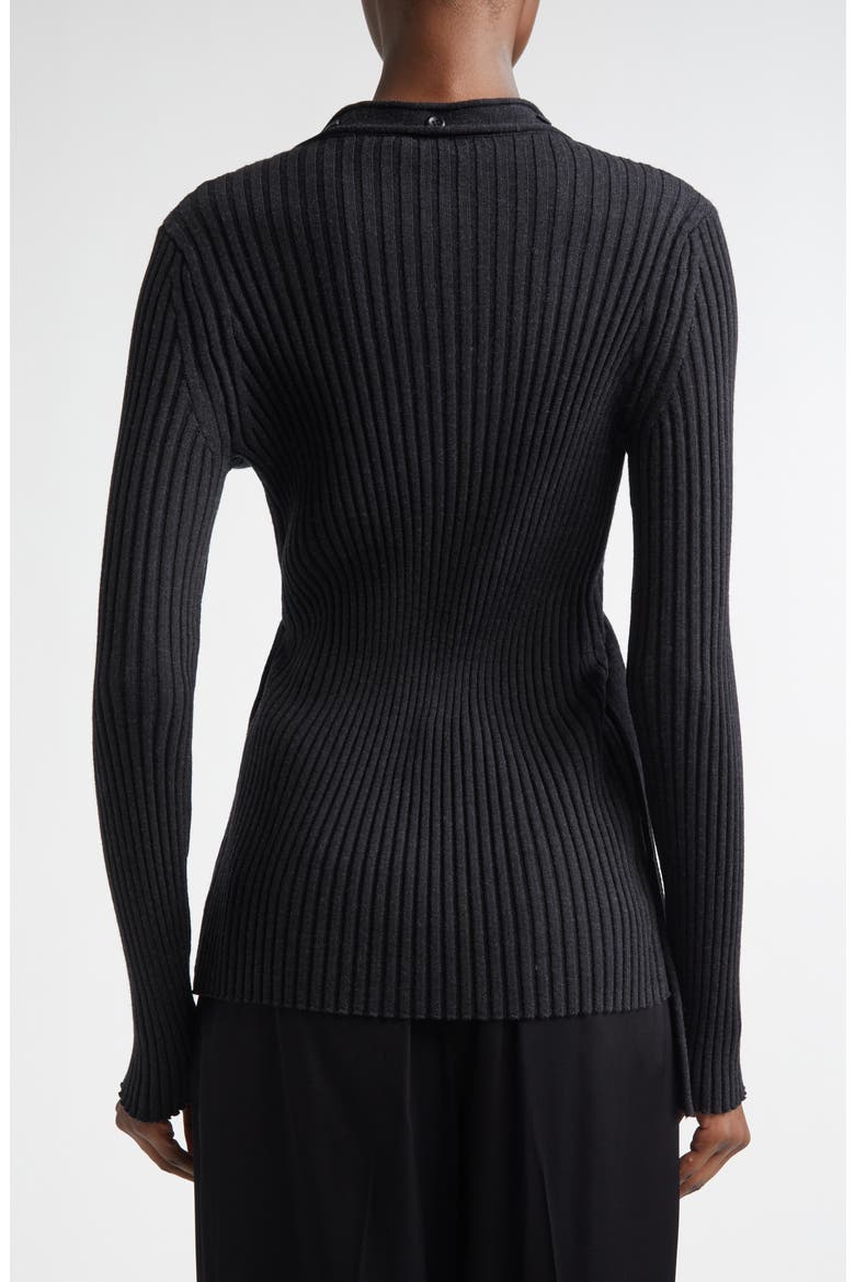 Convertible Merino Wool Rib Cardigan, Alternate, color, CHARCOAL MELANGE
