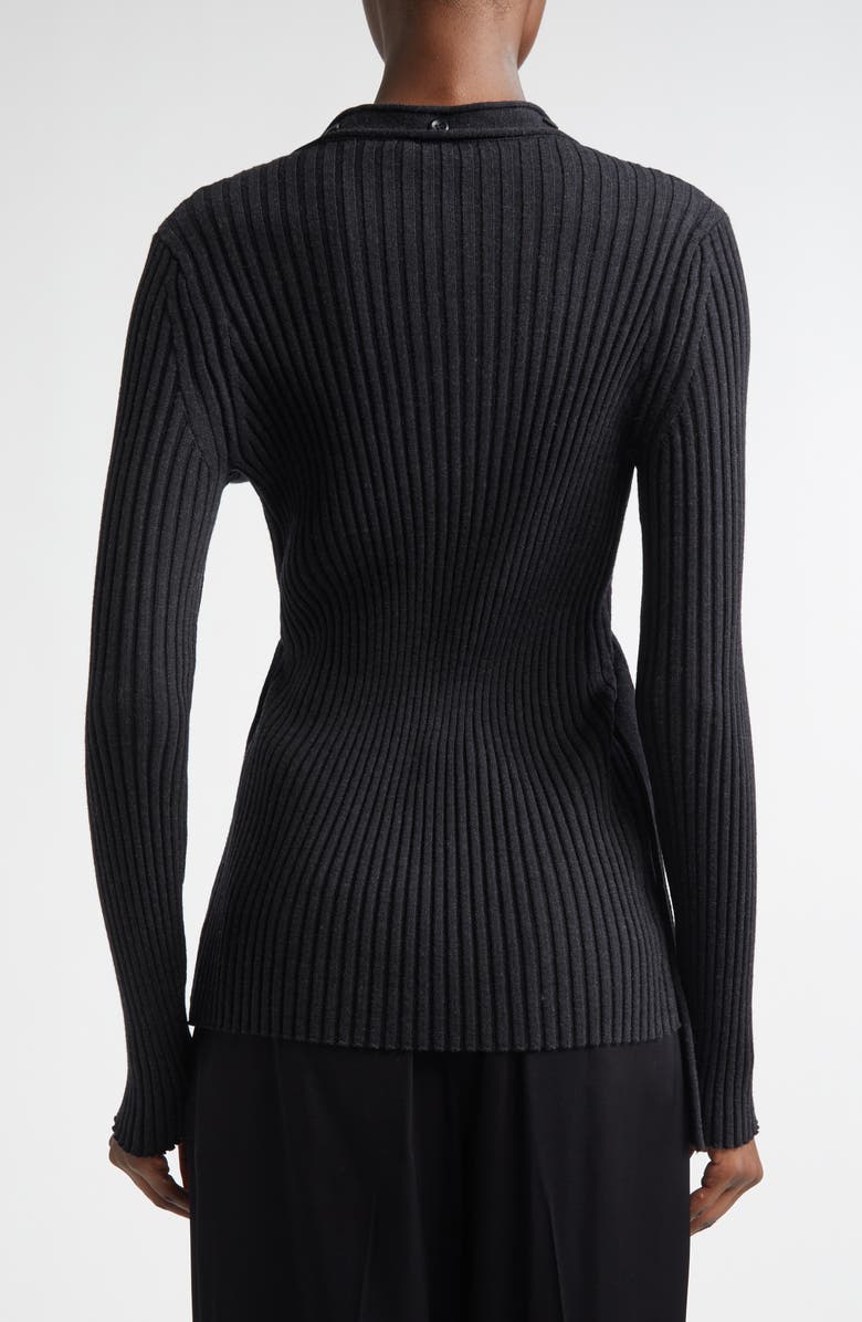 Aisling Camps Convertible Merino Wool Rib Cardigan, Alternate, color, Charcoal Melange