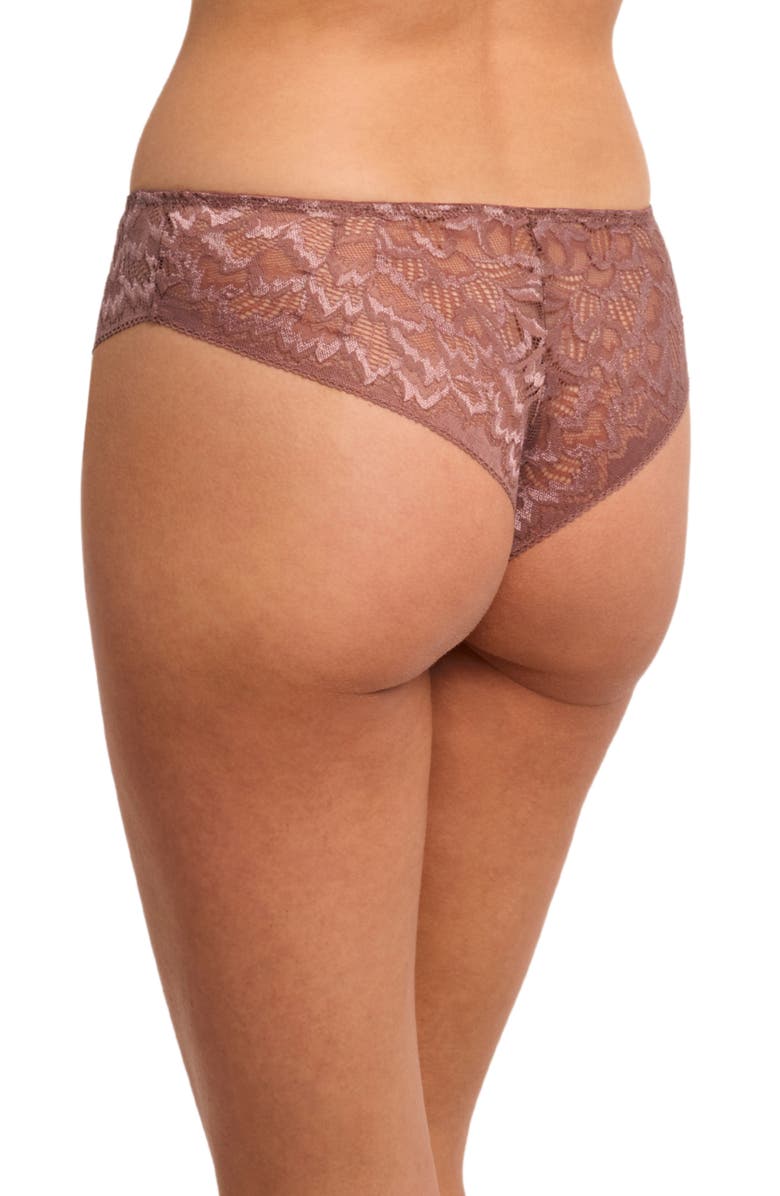 Montelle Intimates Two-Tone Lace Brazilian Briefs, Alternate, color, Woodrose