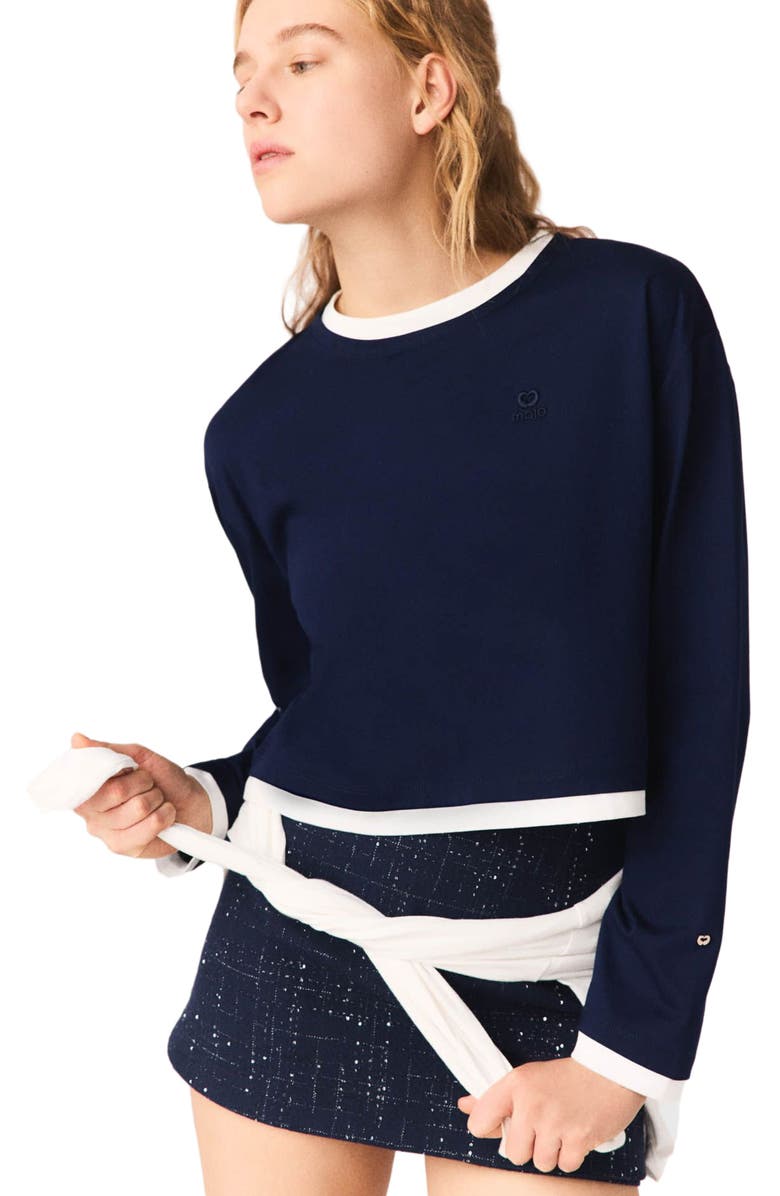 maje Layered-effect T-shirt, Alternate, color, Navy