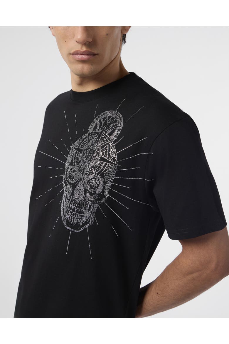 Round Neck T-Shirt Skull Stones Men, Alternate, color, black
