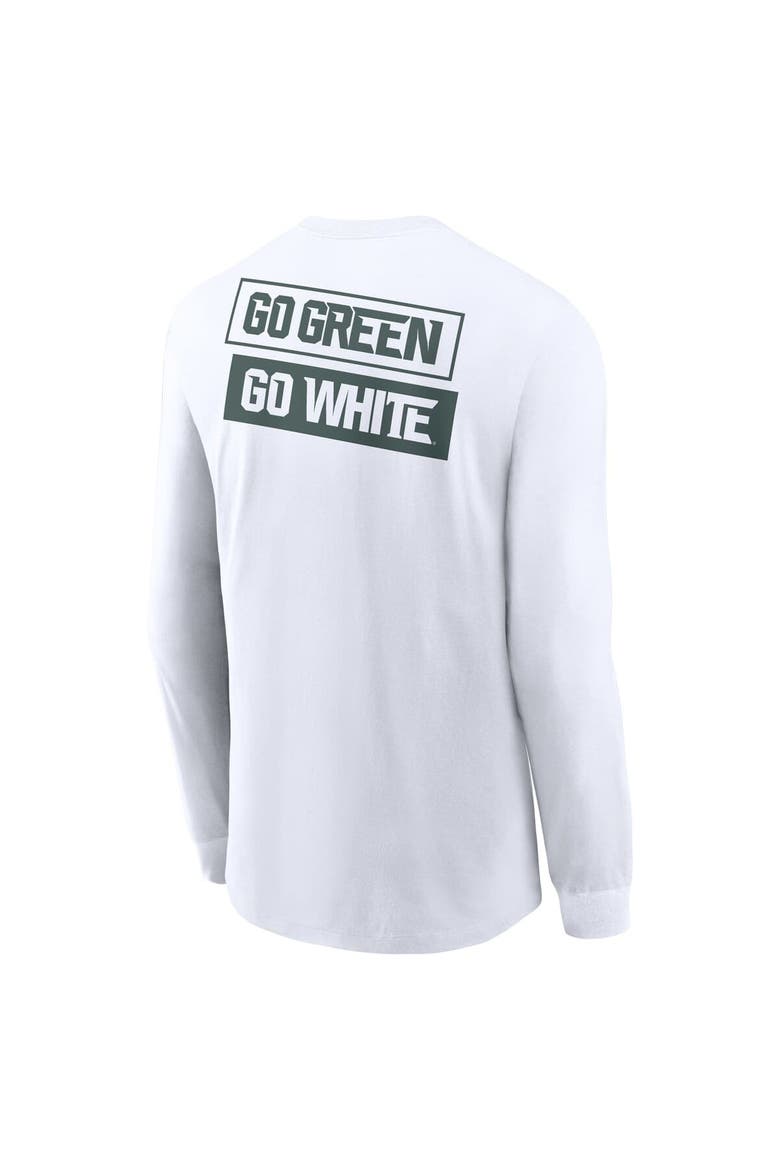 Men's Nike White Michigan State Spartans Two-Hit Classic Location Long Sleeve T-Shirt, Alternate, color, White