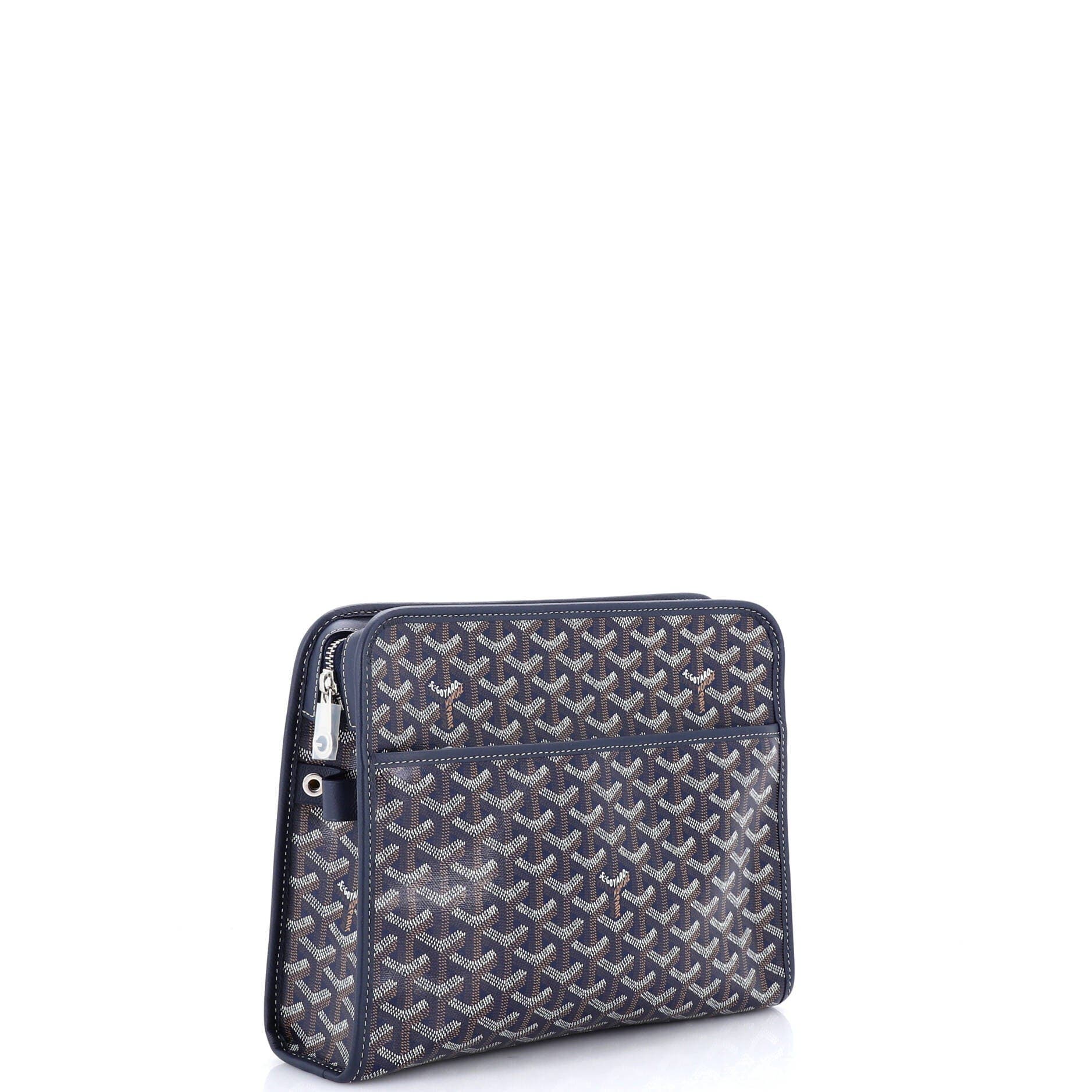 Pre-Owned Goyard Jouvence Toiletry Pouch Coated Canvas GM, Alternate, color, Blue