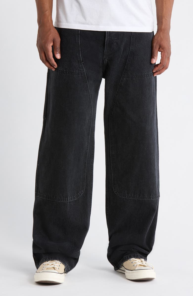 Brain Dead Wide Leg Jeans, Main, color, Washed Black