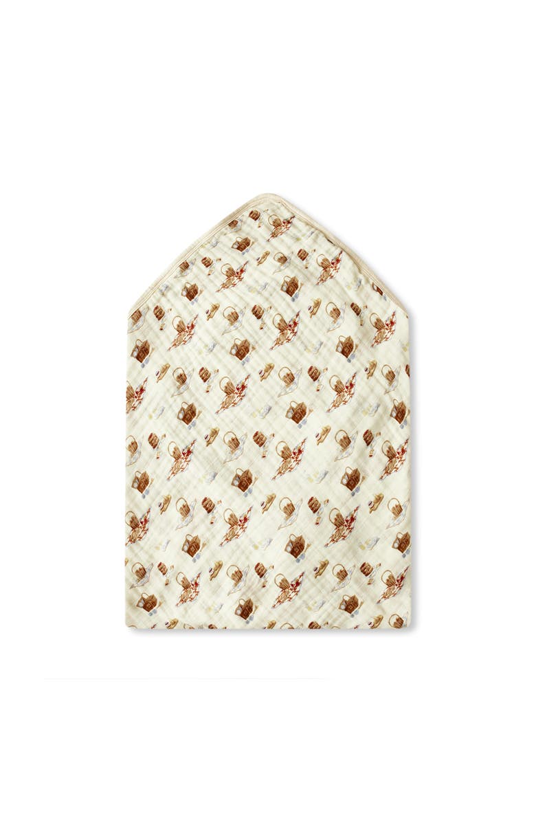 Milkbarn Organic Cotton Hooded Swaddle, Alternate, color, Picnic