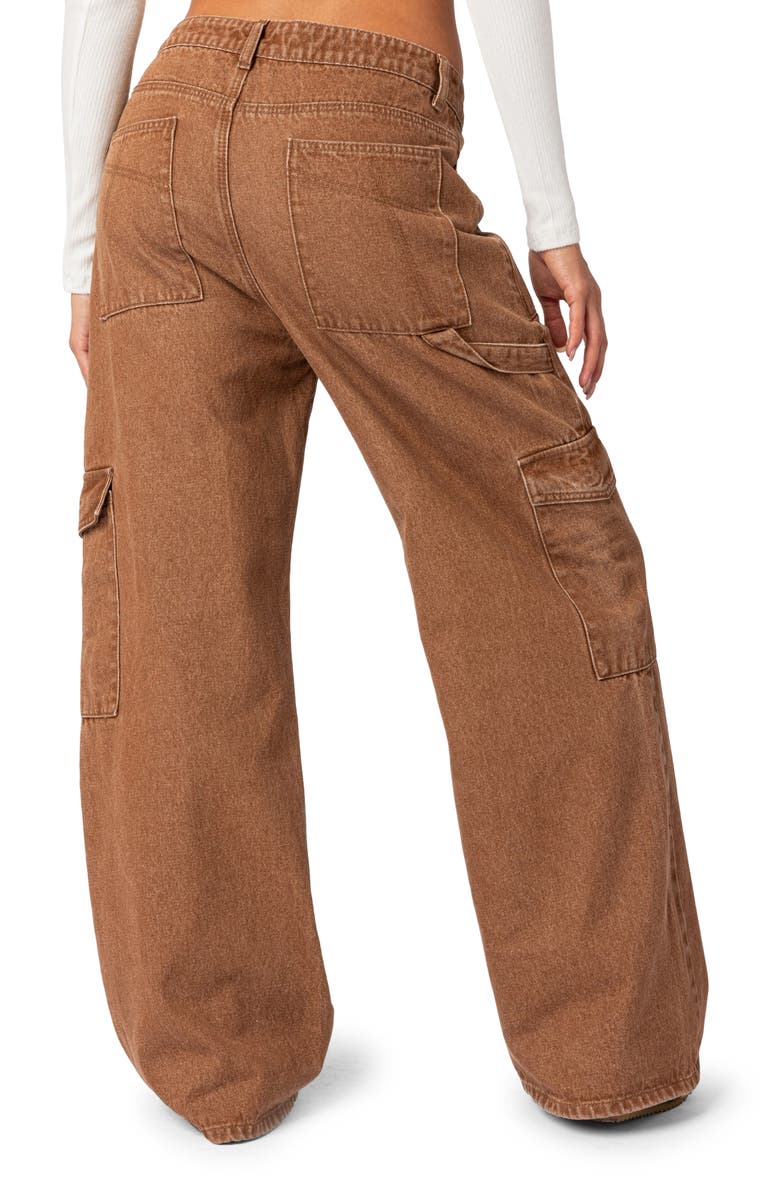 EDIKTED Stonewash Mid Rise Rigid Cargo Jeans, Alternate, color, 