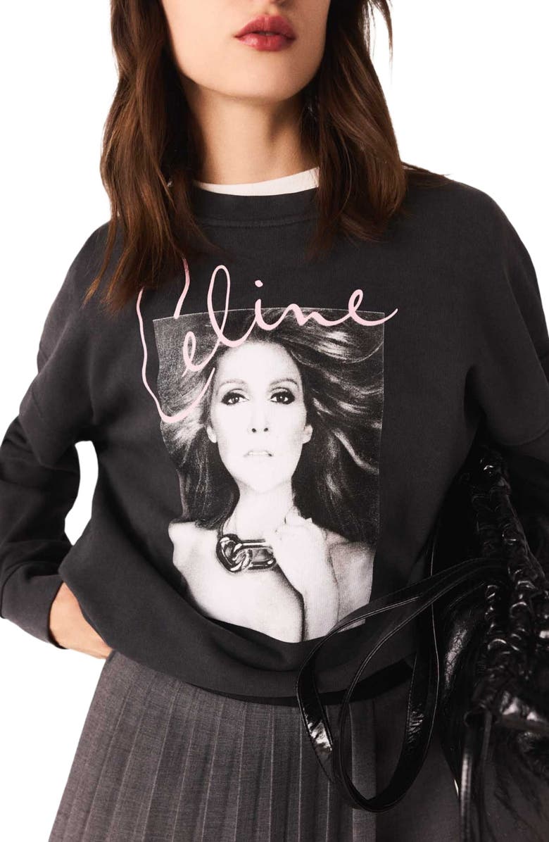 maje x Céline Dion sweatshirt, Alternate, color, Grey