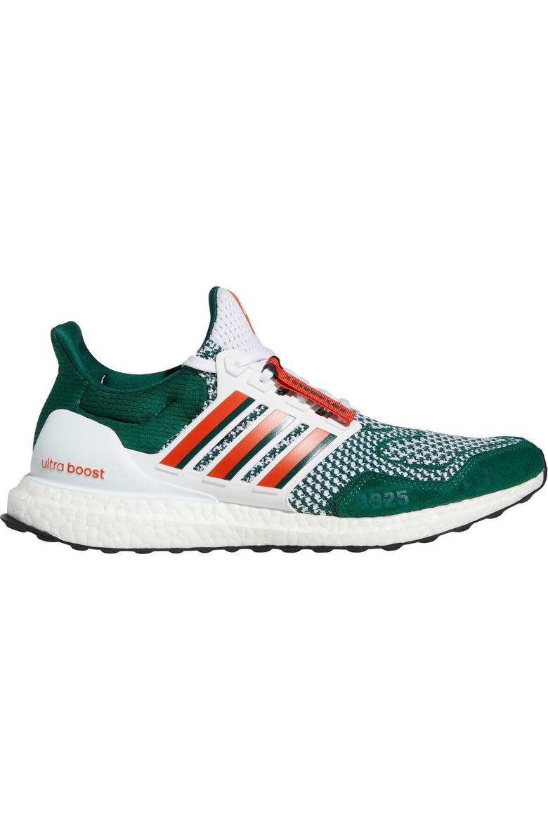 adidas Green/White Miami Hurricanes Ultraboost 1.0 Running Shoe, Main, color,