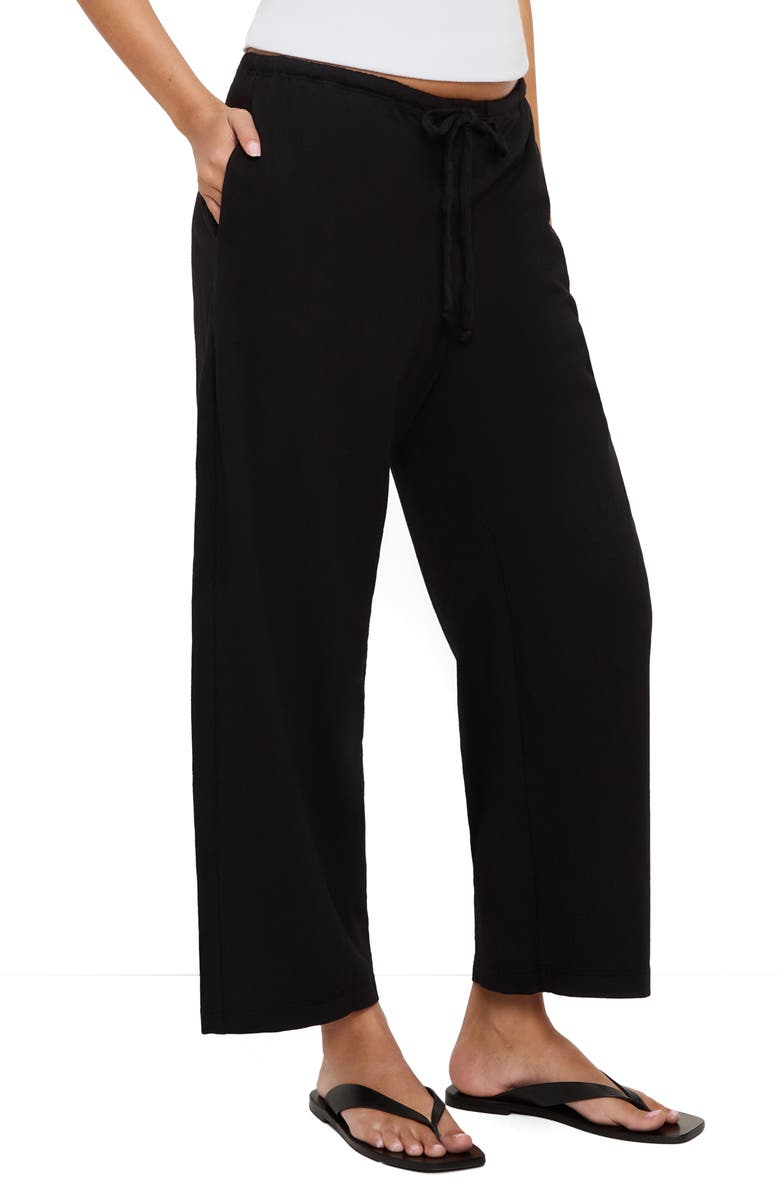 Michael Stars Liana Tie Waist Barrel Leg Pants, Alternate, color, Black