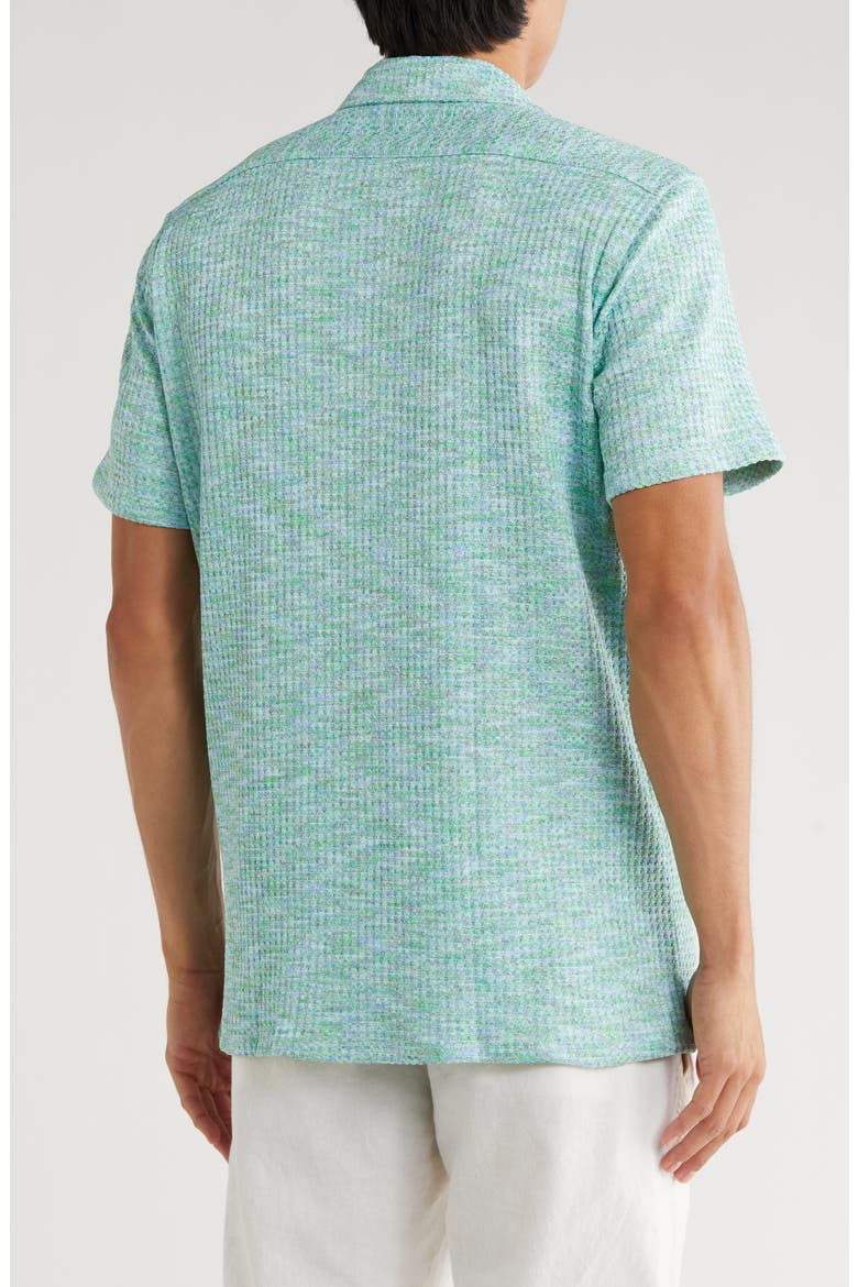 Mélange Short Sleeve Button-Up Shirt, Alternate, color, GREEN