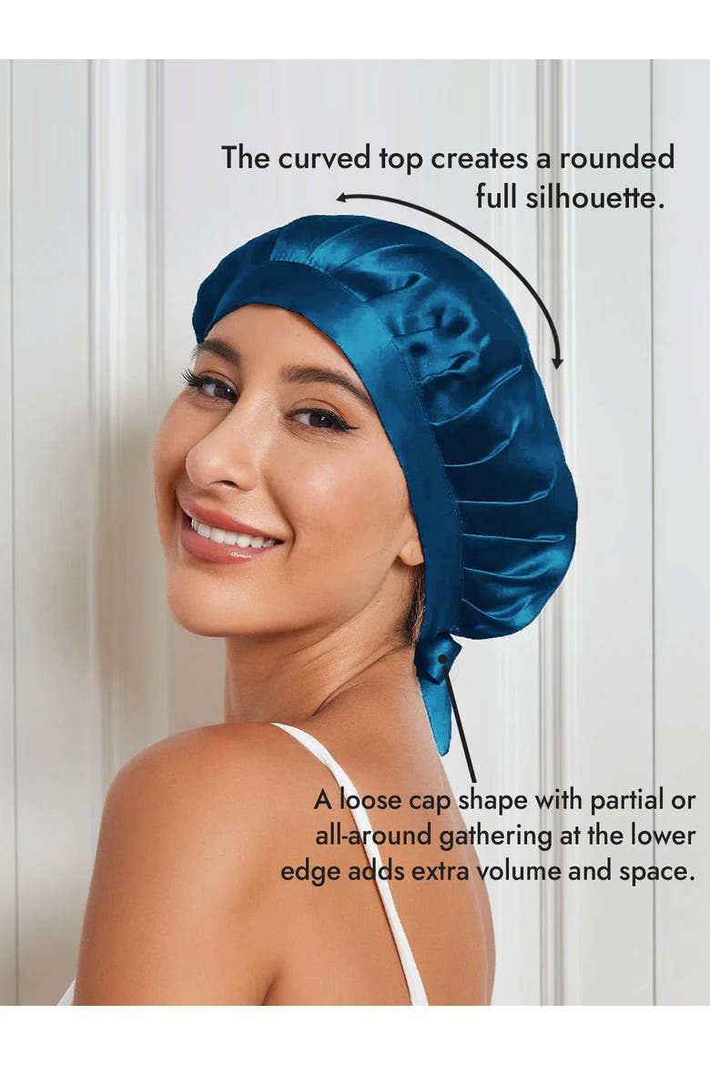 Pure Silk Classic Ribbon Bonnet, Alternate, color, Teal