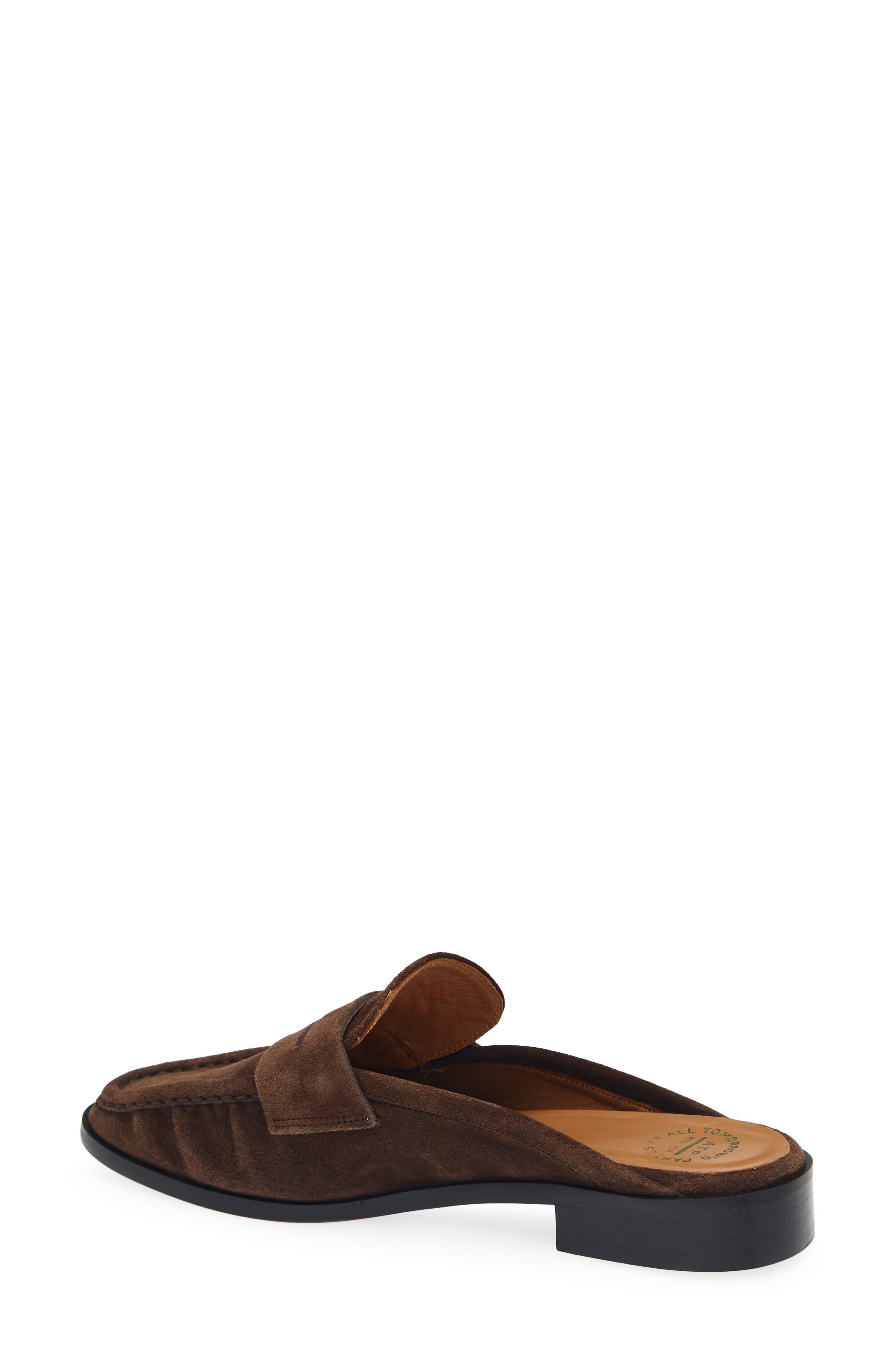 Capriana Leather Flat Mule, Alternate, color, WALNUT SUEDE