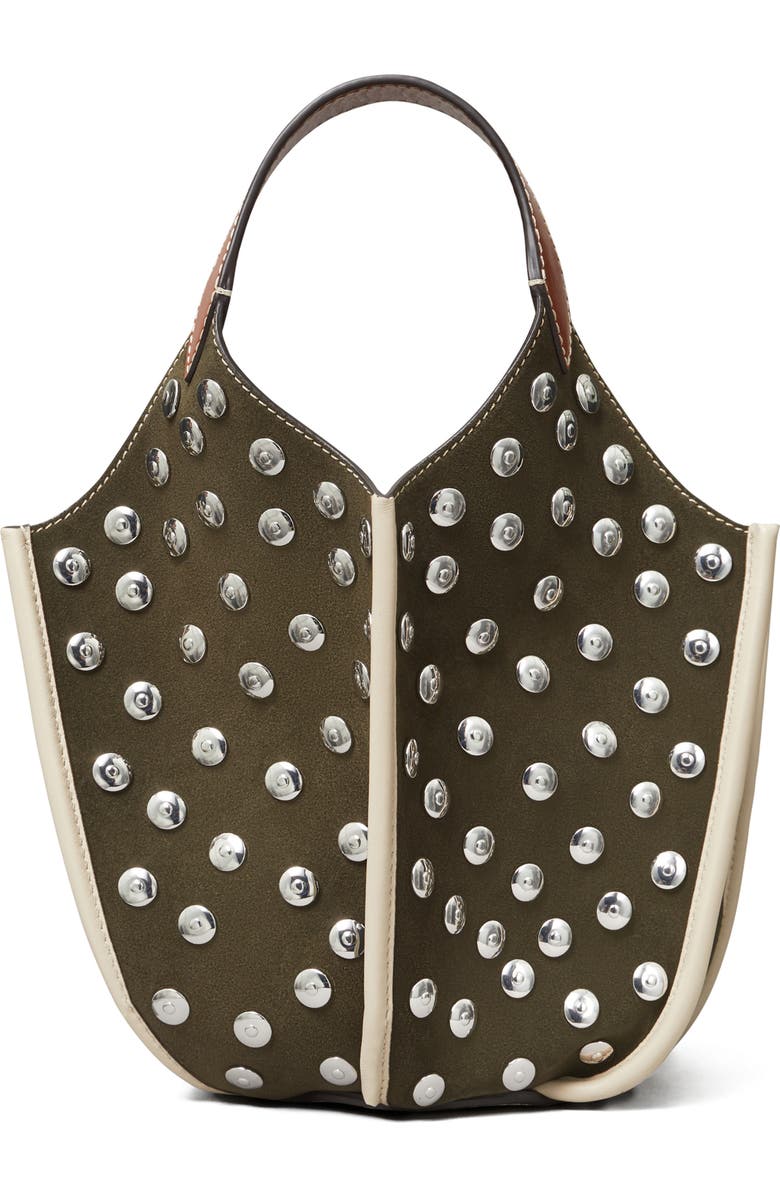 Tory Burch Studded Suede Lampshade Crossbody Bag, Main, color,