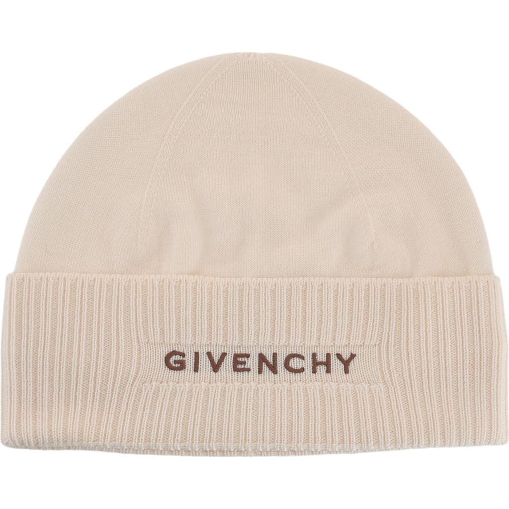 Givenchy Logo Wool Beanie In Neutral